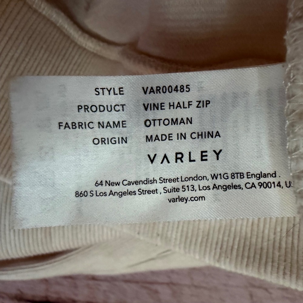 Varley Vine Half Zip Ottoman Pullover Oatmeal Beige Sweatshirt Athleisure Medium - Picture 8 of 10